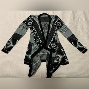 Charlotte Russe Tibal Print Knit Open Cardigan Size L